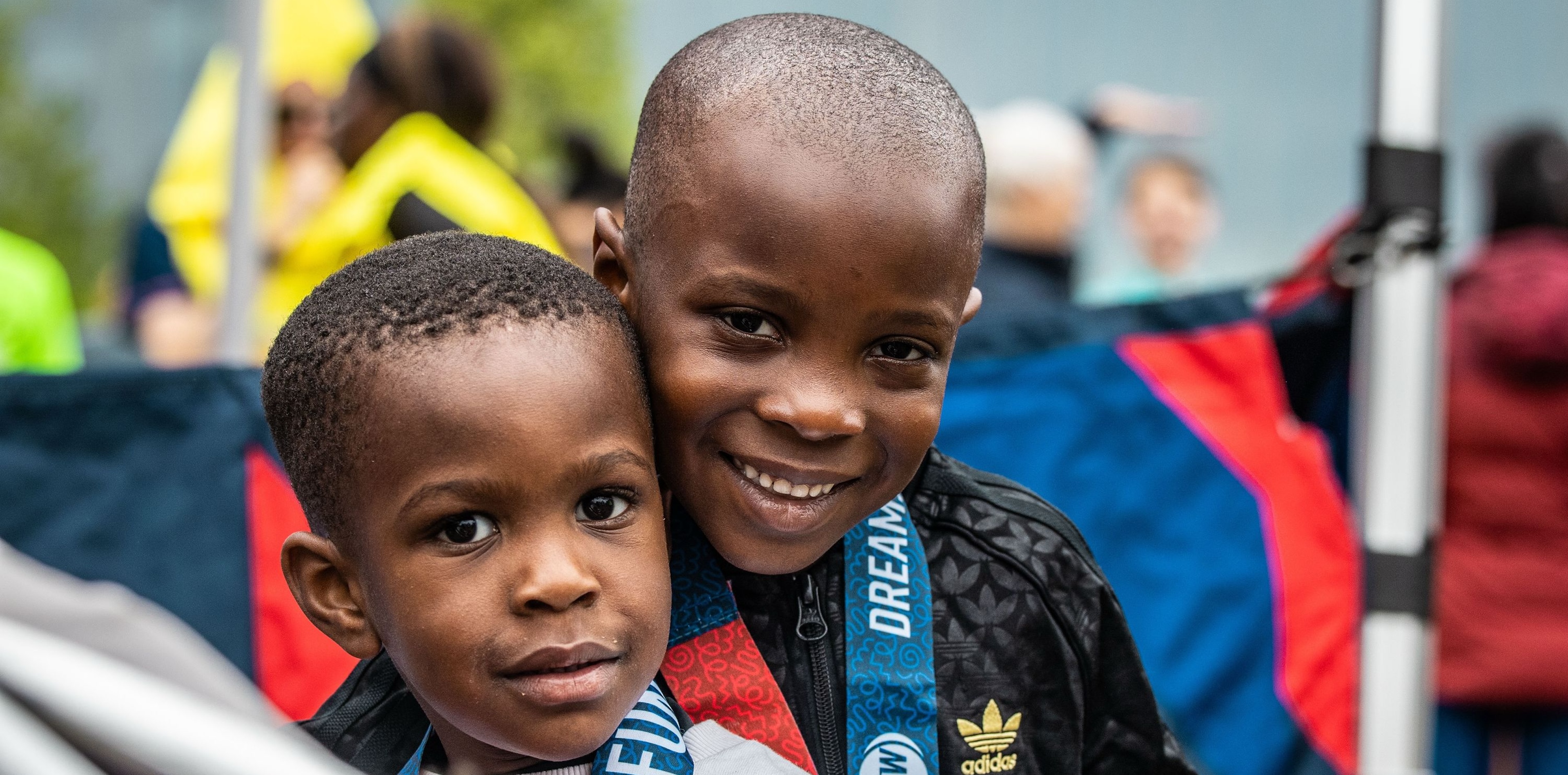 Two boys after finishing the fun run