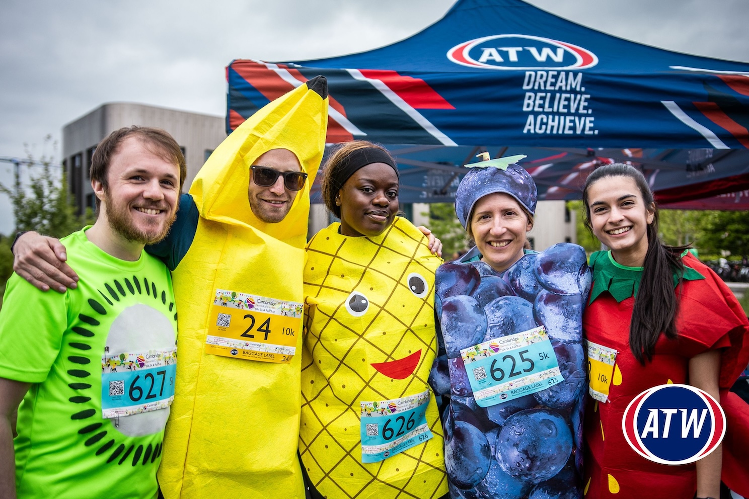 Runners dressed as fruit at The CBC Fun Run