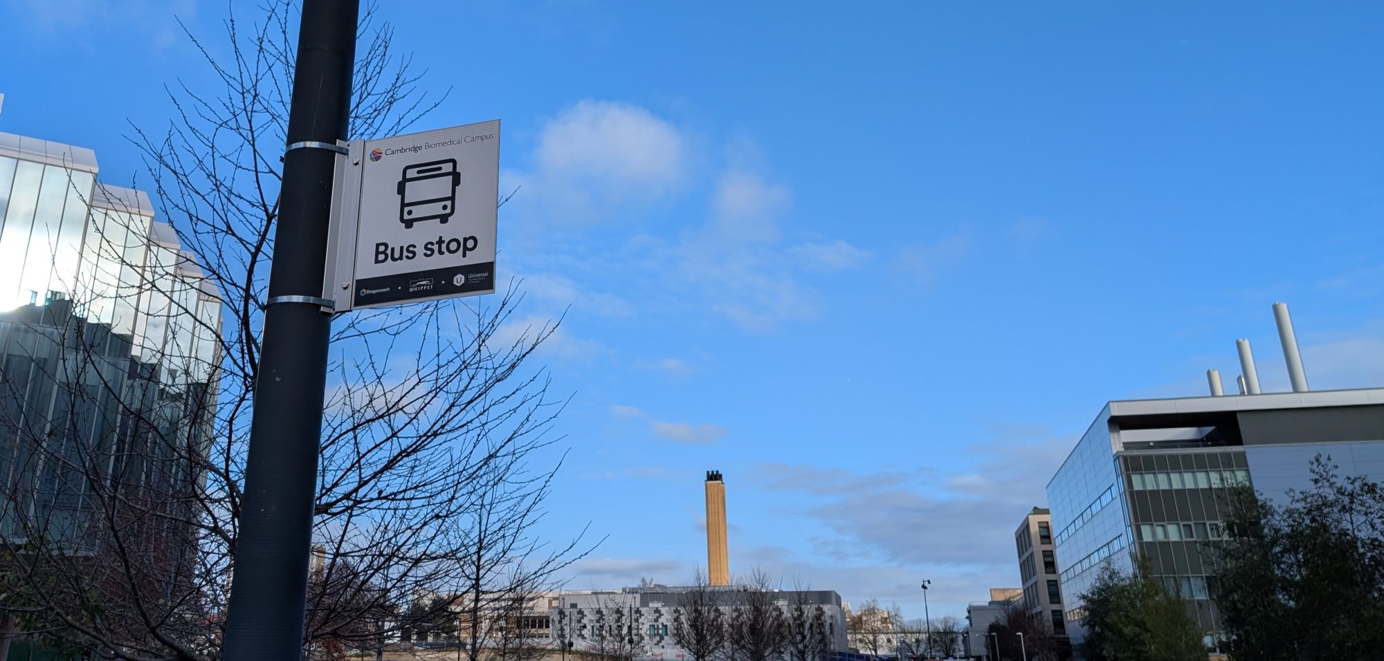 Bus stop on Cambridge Biomedical Campus