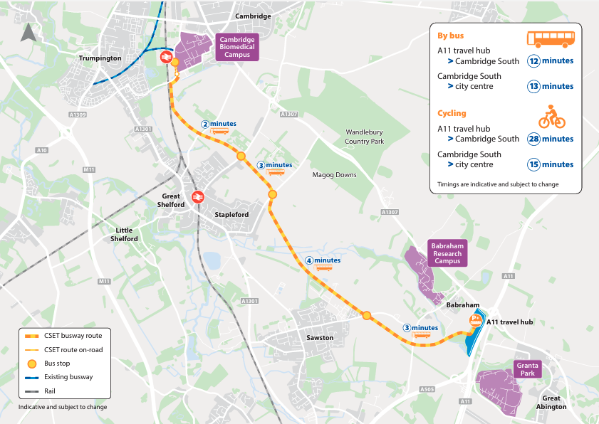 CSET map with journey times