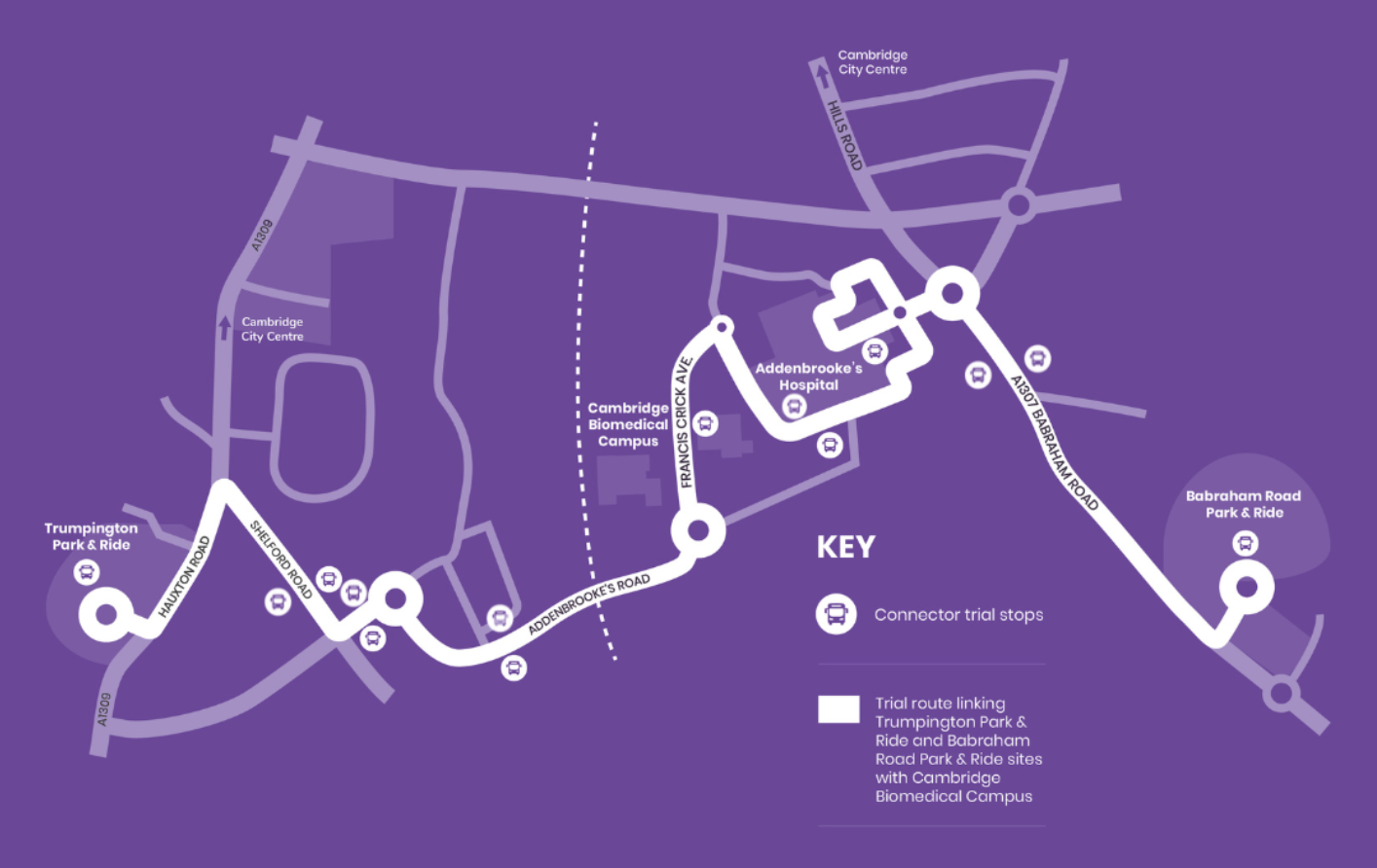 Connector Autonomous Bus map Cambridge Biomedical Campus