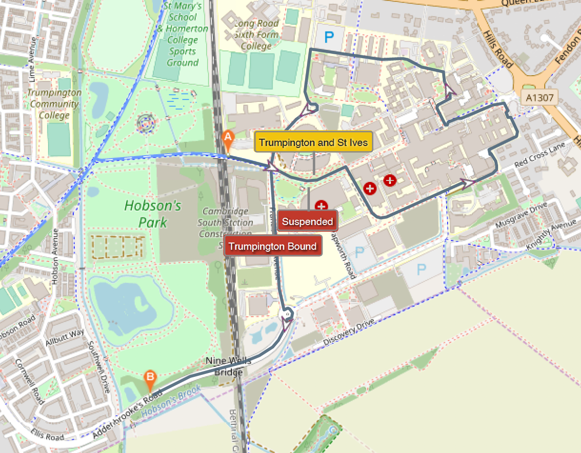 Busway A towards Trumpington P&R